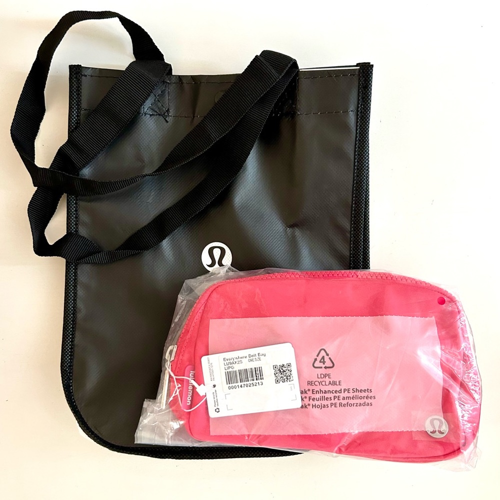 Lululemon Athletics Everywhere Belt Bag in Lip Gloss & Tote Bag